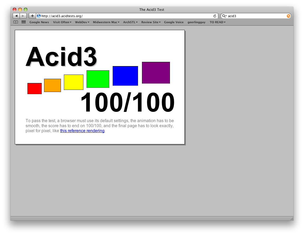 Acid3 Results - Macbook Pro