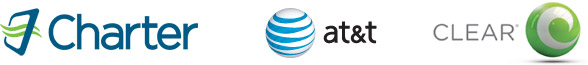 Charter, AT&T and Clear - Logos