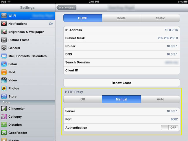 iPad Proxy Settings - Authentication through NTLMap