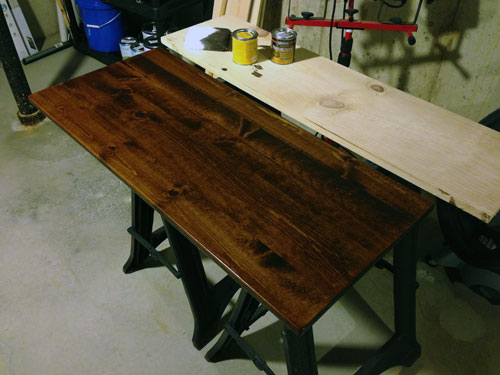 Staining wood for standing desk