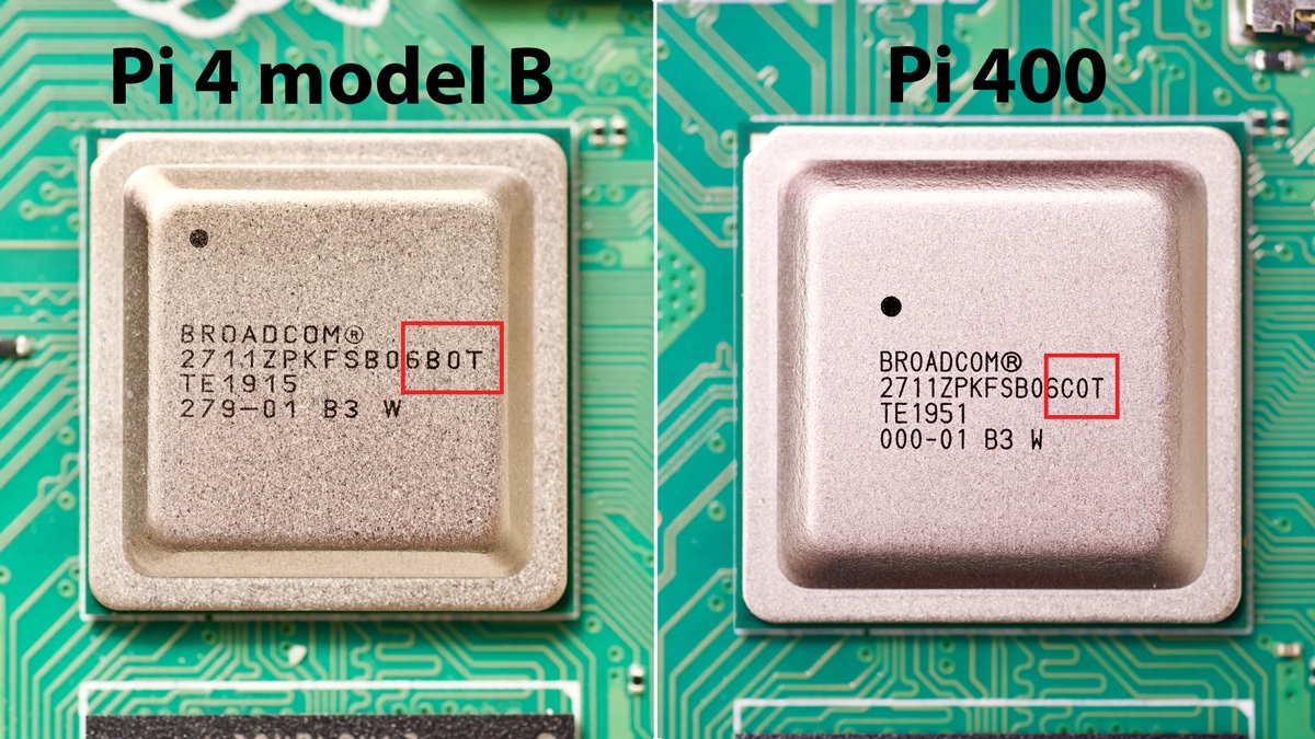 Pi 4 model B and Pi 400 BCM2711 SoC Broadcom chip number difference