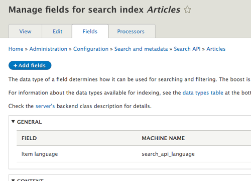 Search API Article index add fields to index Drupal 8
