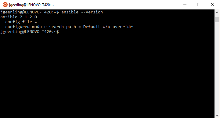 Ansible running on Windows in the Ubuntu Bash shell