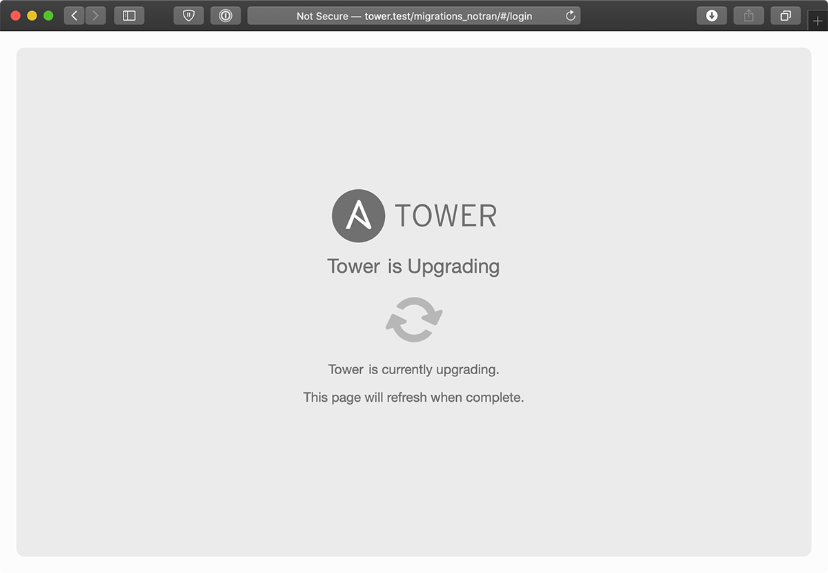 Ansible Tower is Upgrading screenshot