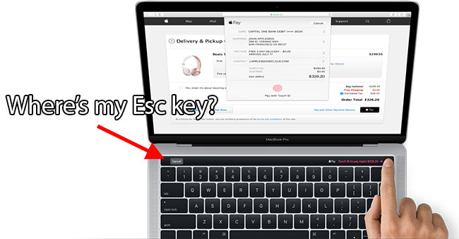 Macbook Pro Escape Key missing OLED contextual keys