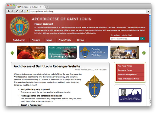 Archdiocese of Saint Louis' Upgraded Website
