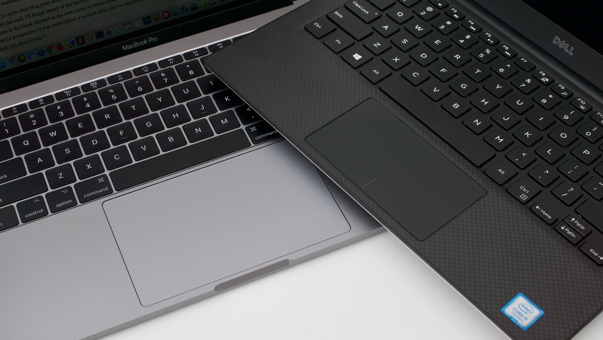 Dell XPS 13 trackpad compared to Force Touch MacBook Pro 13 2016 Laptop