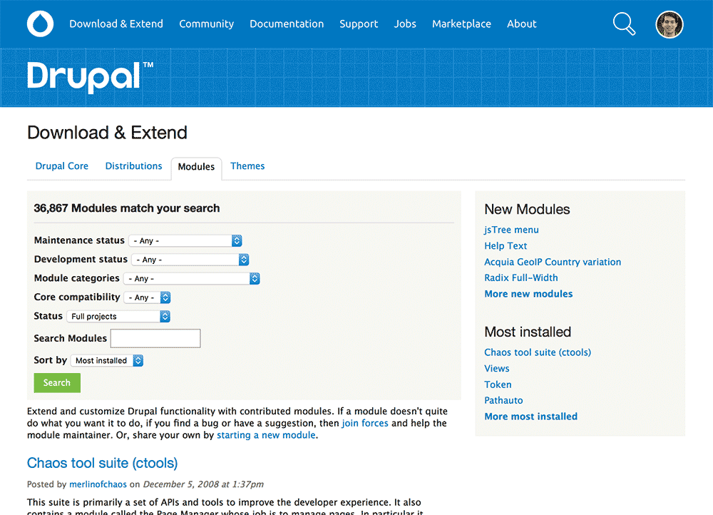 Drupal.org modules page