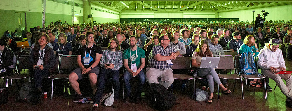 DrupalCon Baltimore 2017 - participants sitting and waiting to see the opening Keynote