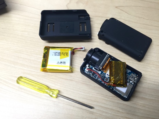 Mobius Action Cam taken apart to replace battery with super capacitor