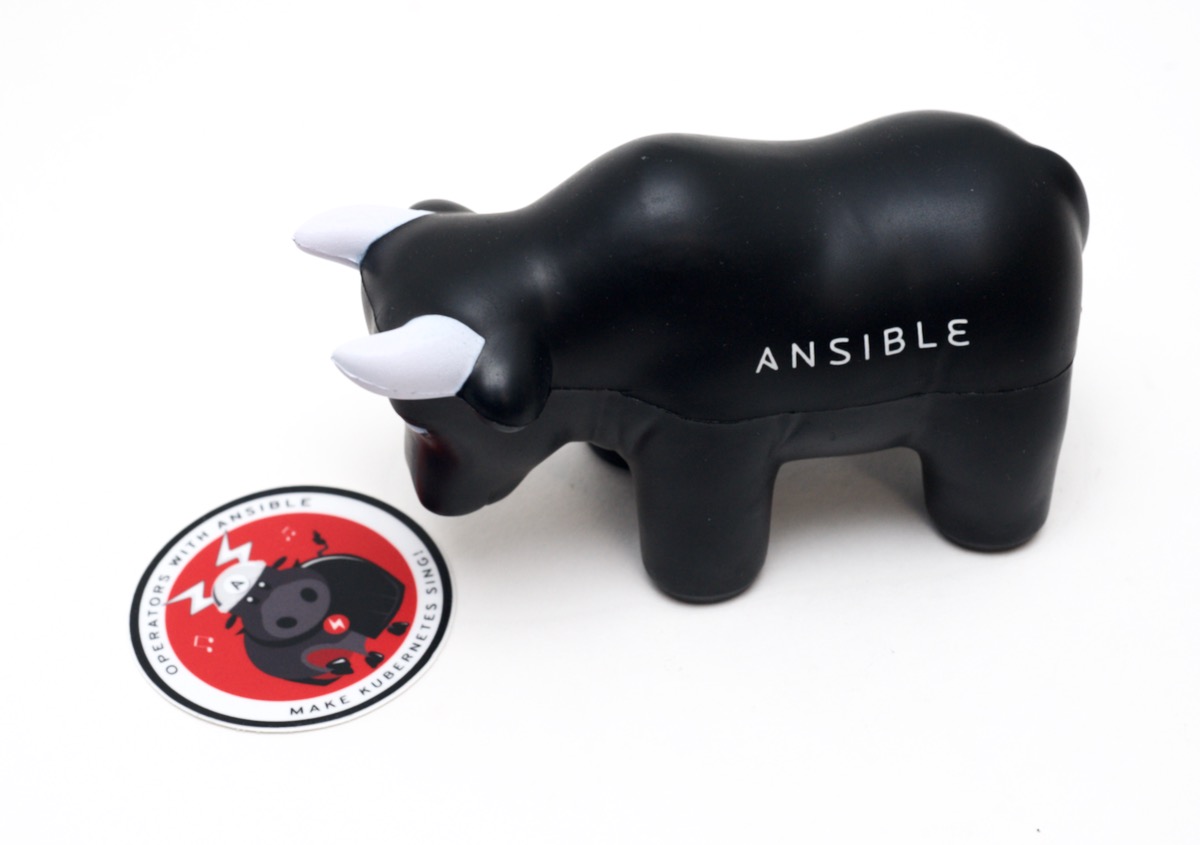 Opera-bull with Ansible bull looking on