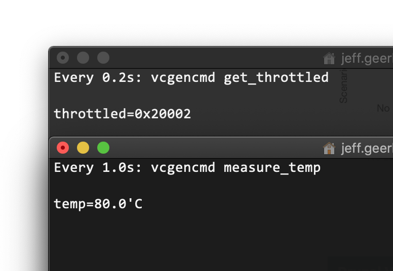 Raspberry Pi 4 throttling CPU at 80 degrees celsius measured using vcgencmd