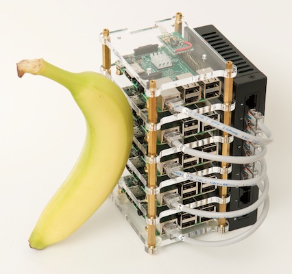 Raspberry Pi Dramble cluster - with a banana for scale
