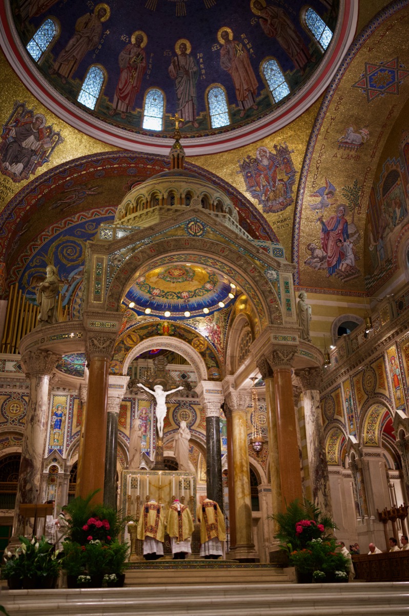 Sanctuary and priests at the Cathedral Basilica of St. Louis