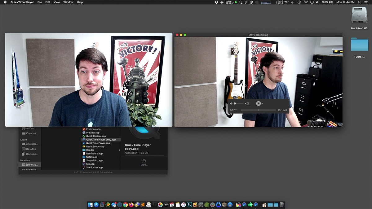 Recording two camera angles in QuickTime