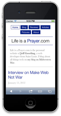 Life is a Prayer.com - Responsive Design (After)