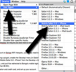 Select User-Agent in Safari