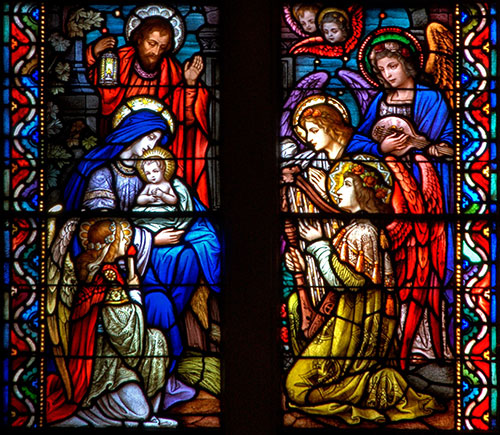 Stained Glass - Nativity Window, Holy Family, Saint Cecilia Church