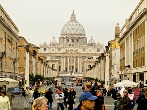 A view of St. Peter's Basilica from the Tiber River