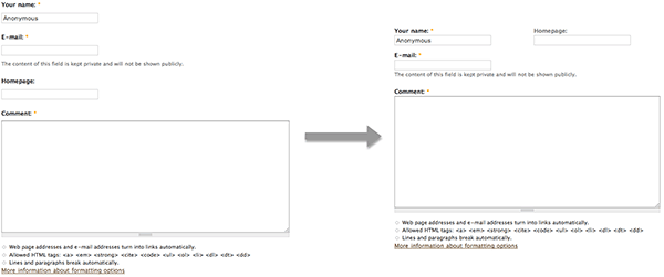 New Comment form - Drupal - More user-friendly