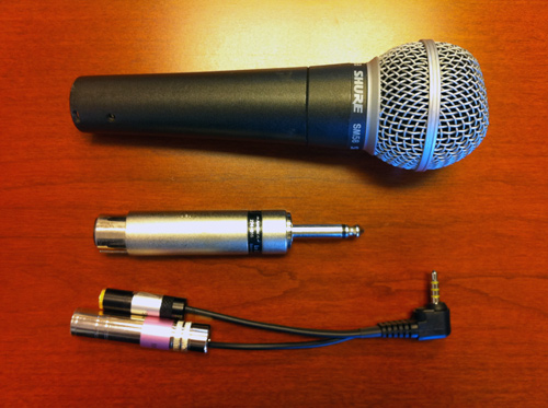 Shure SM58 with adapters for iPhone 4