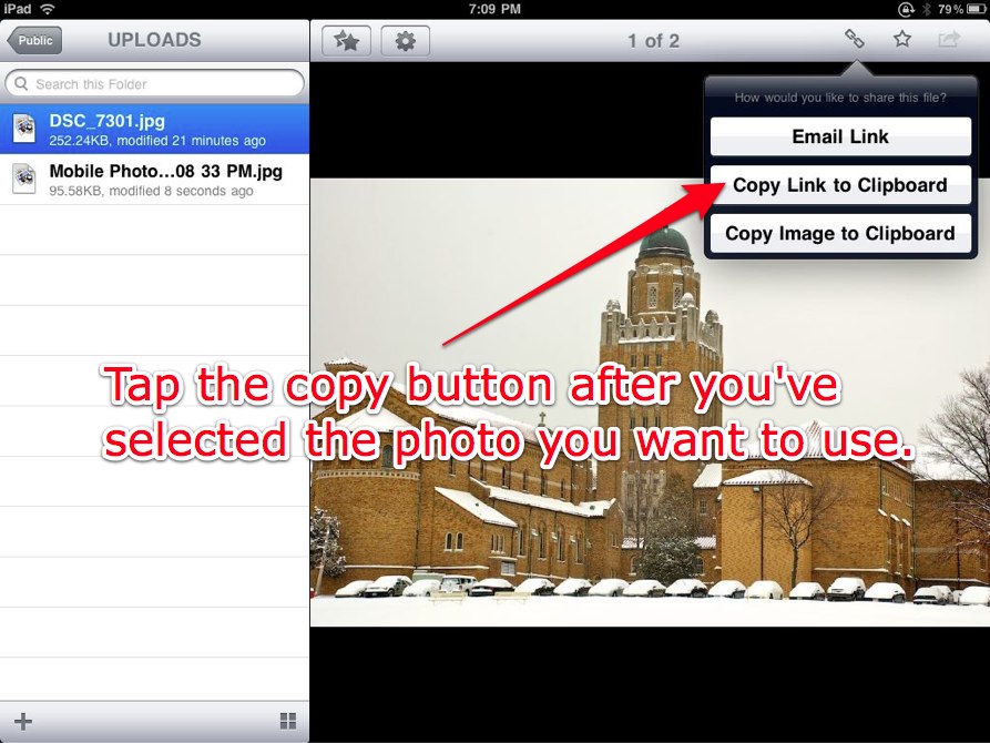 Copy Link to Clipboard in Dropbox.
