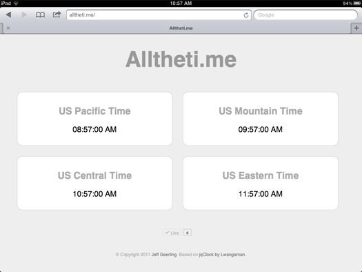 Alltheti.me on the iPad