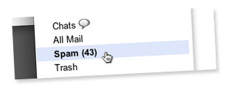 Spam email folder - Gmail interface