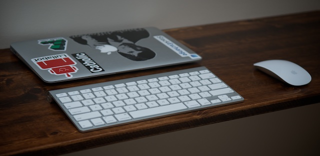 Detail of standing desk surface