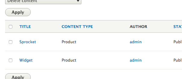 Drupal 8 content admin - successful product JSON migration