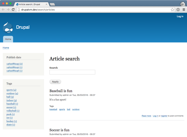 Search API Solr Drupal 8 faceted fulltext Apache Solr search page