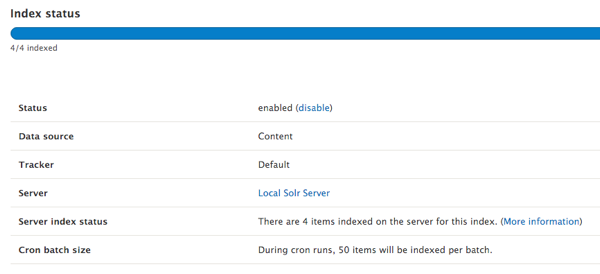 Search API Article index status Drupal 8
