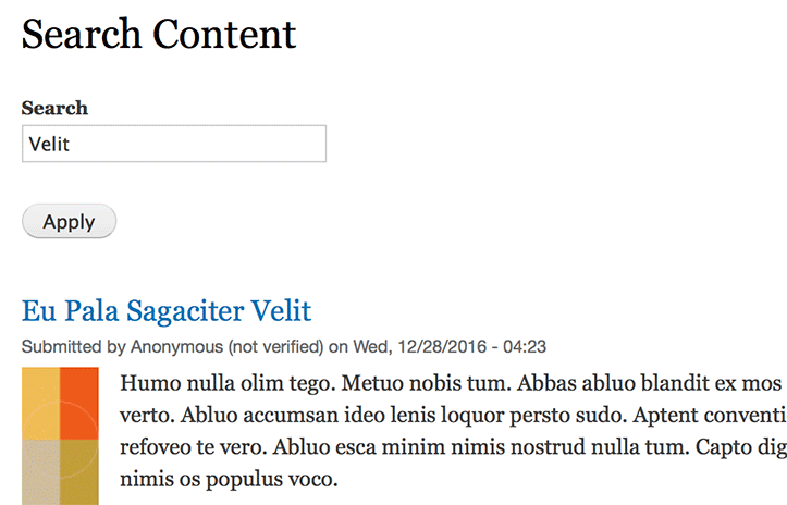 Function Search Content page with Search API Solr in Drupal 8