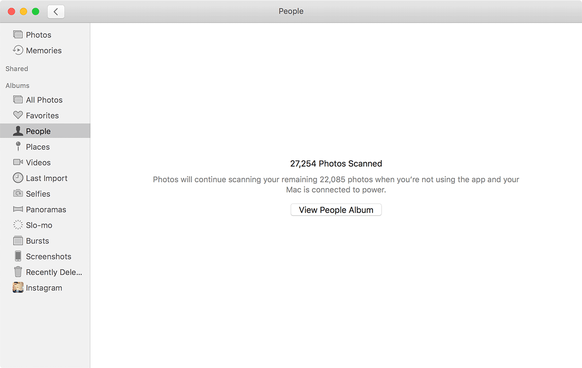 macOS Sierra Photos - People Scanned slow and stuck