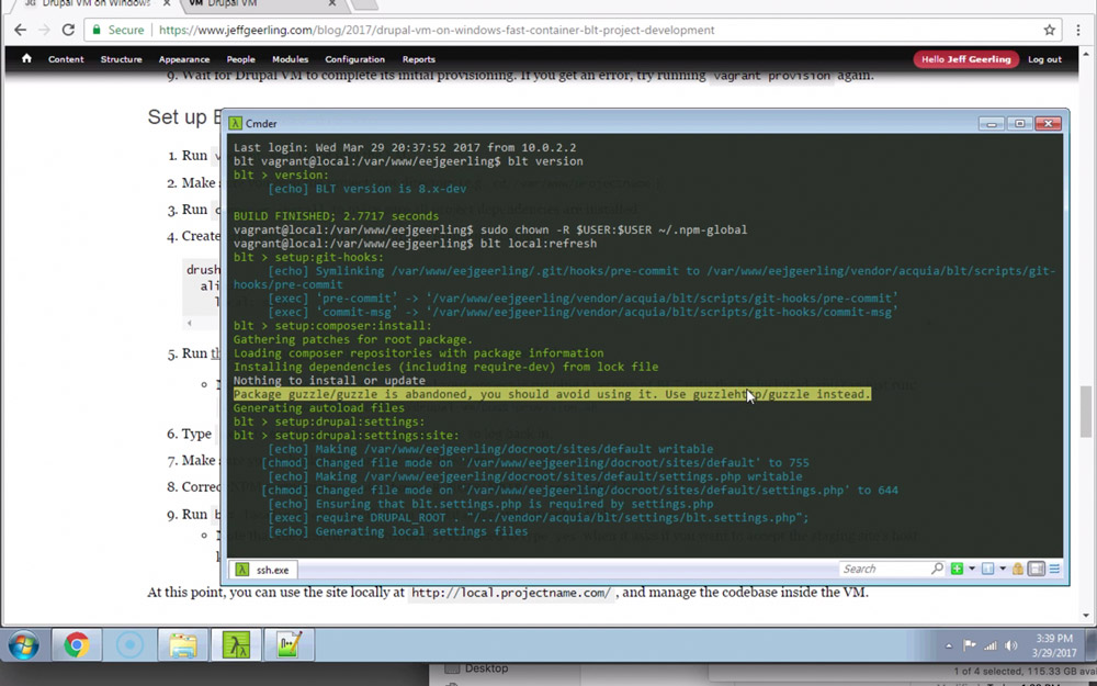 BLT local refresh command in Cmder in Windows 7