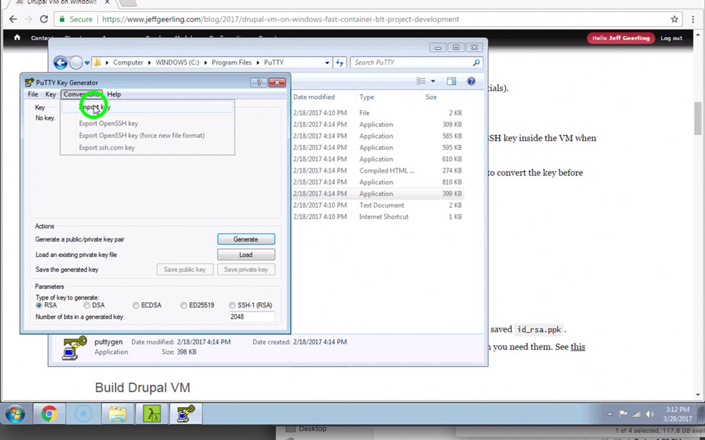 Puttygen - Import and convert SSH key to ppk