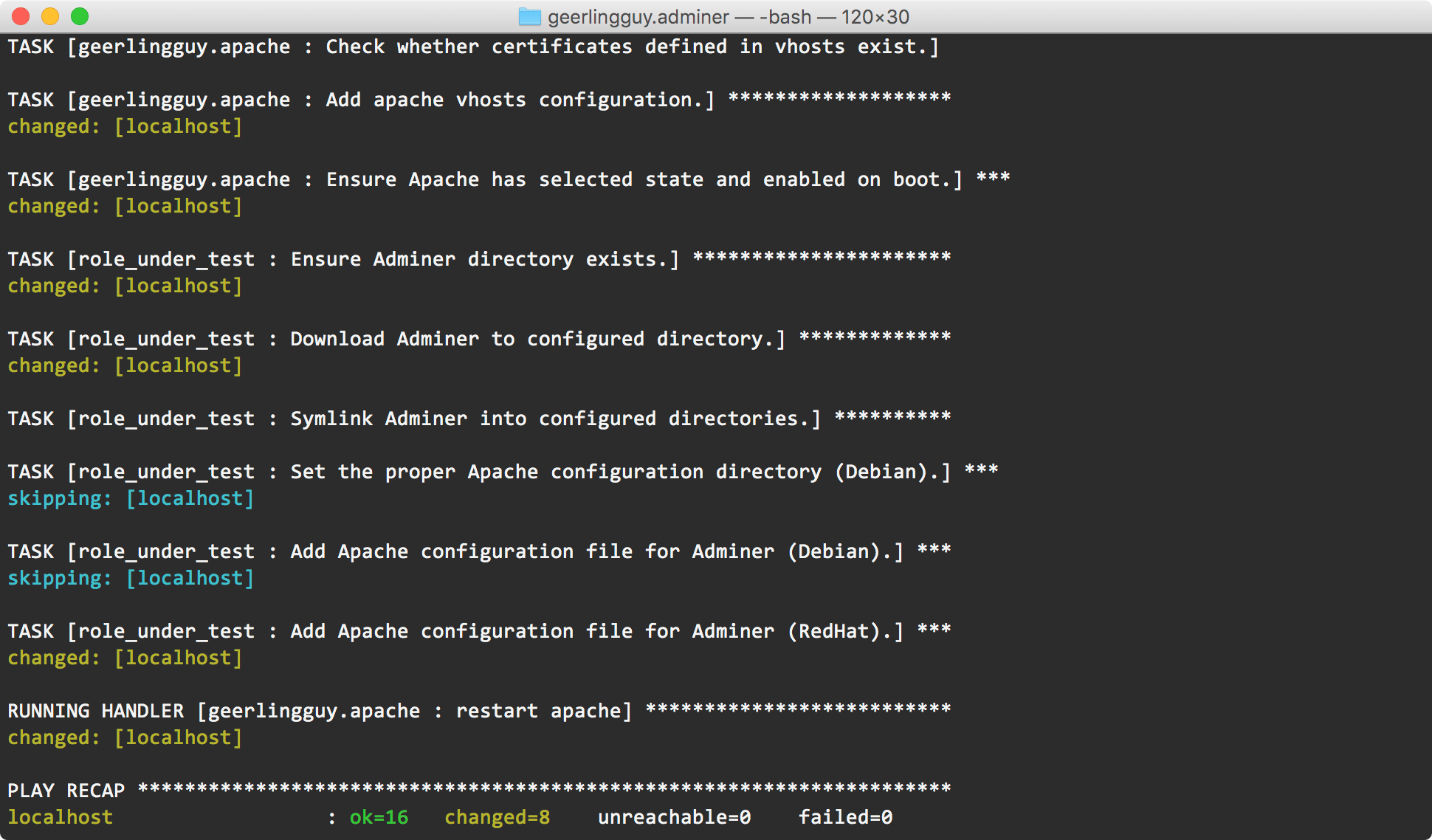 Colors in terminal output using ansible-playbook in a Docker container