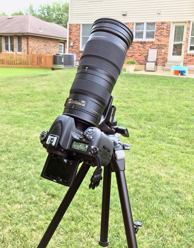 Jeff Geerling's camera setup for the 2017 total solar eclipse - nikon d750 and 200-500mm vr lens