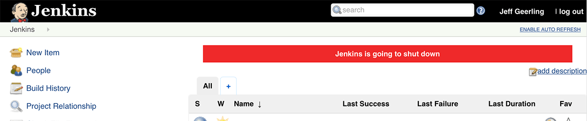 Jenkins in quietDown mode - Jenkins is going to shut down