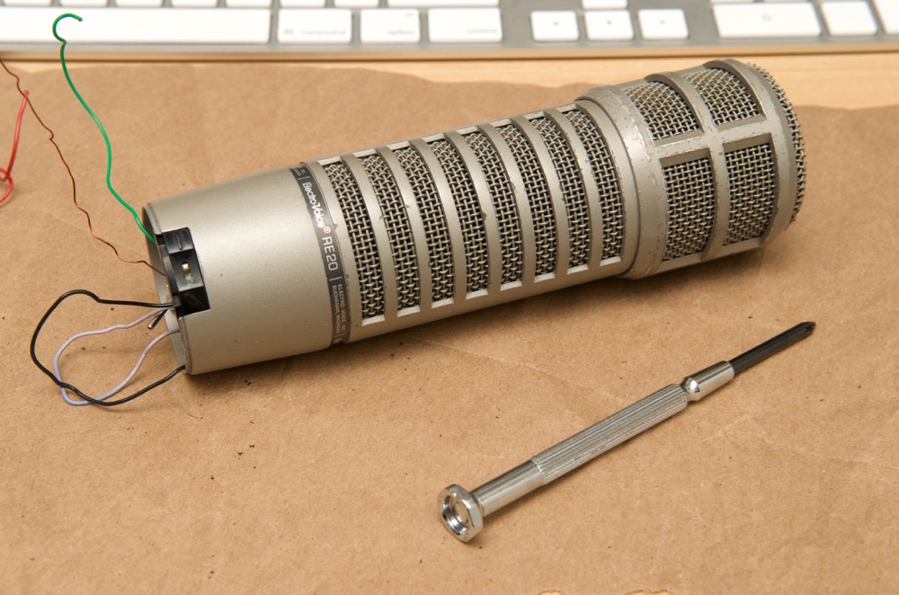Electro-Voice RE20 body of mic after foam repair