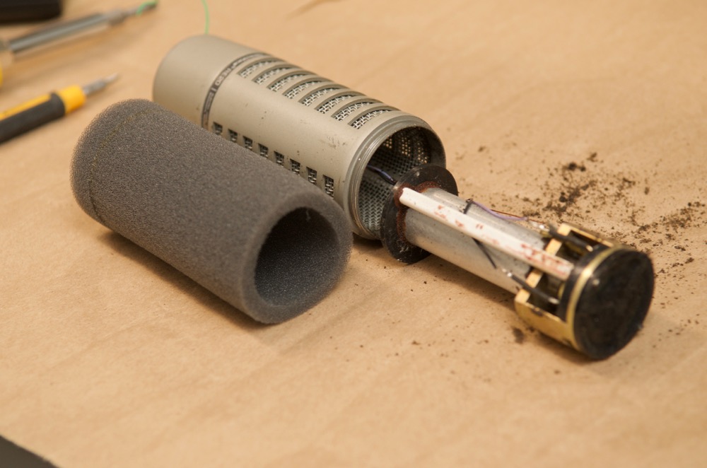 Electro-Voice RE20 mic capsule next to new foam