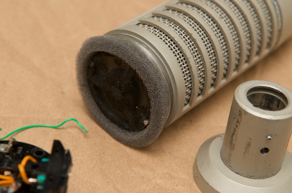 Electro-Voice RE20 mic capsule in squished foam