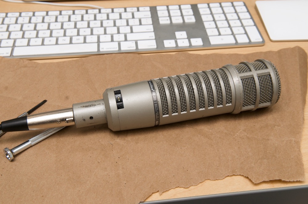 Electro-Voice RE20 rebuilt and plugged into XLR cable
