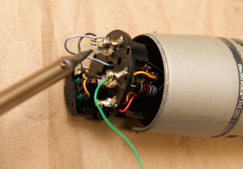 Electro-Voice RE20 - soldering iron to remove leads 2