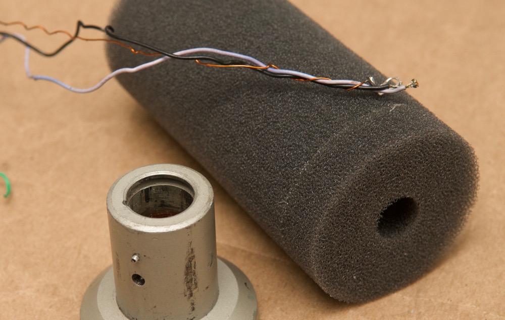 Electro-Voice RE20 wires on foam mic capsule sleeve