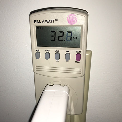 AUKEY USB-C Hub - 30w power delivery measured by Kill A Watt meter