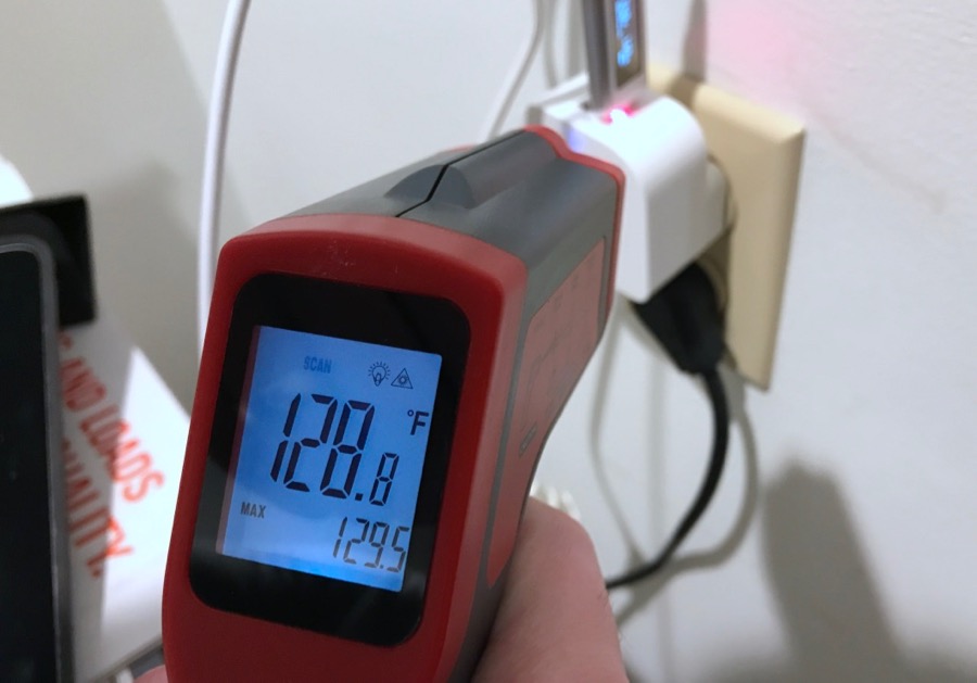 Innergie PowerJoy 30C - External case is 128\u00b0F as measured by infrared thermometer