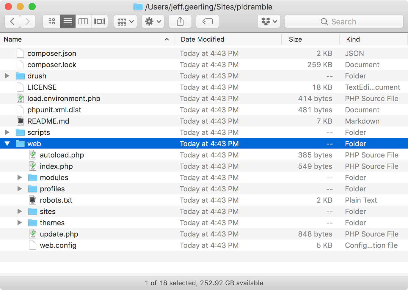 Drupal codebase - web docroot subdirectory from Composer Template