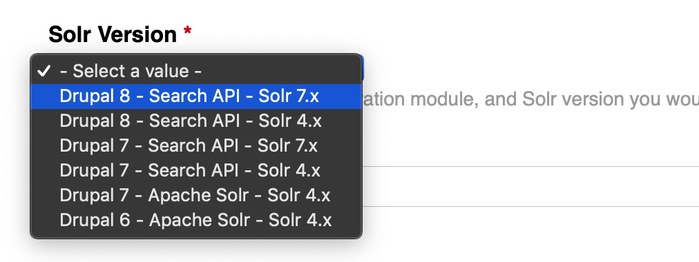 Hosted Apache Solr - version selection