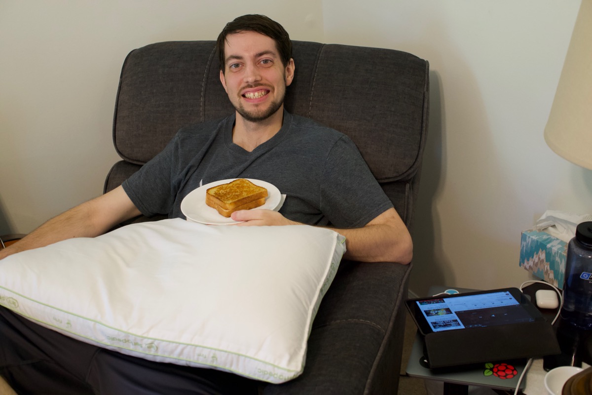Jeff sitting in recliner at home recovering